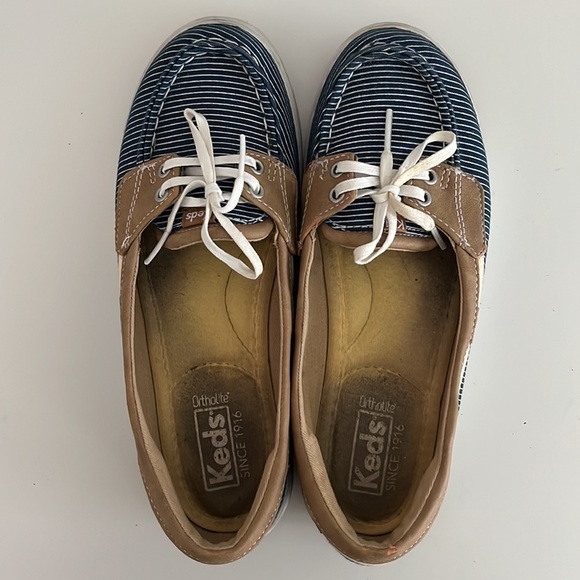 Keds Glimmer Ortholite Pinstripe Canvas Boat Shoes Loafers - Picture 8 of 17